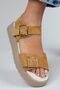 Vena Women's Genuine Leather Buckle Mustard Sandals