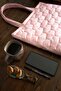 Waterproof Bag - Cream Leaf Pattern on Pink Waterproof Women's Shoulder Bag-Wolo - 2