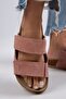 Vina Women's Genuine Leather Double Velcro Powder Slippers - 5
