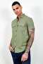 Khaki Linen Short Sleeve Double Pocket Flap Shirt - 7