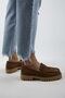 Cepmen Women's Genuine Leather Cornered Loafer Tan Suede Shoes