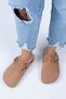 Zeta Women's Genuine Leather Belted Buckle Tan - Oxide Slippers - 6