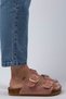Irene Women's Genuine Leather Double Buckle Powder - Gold Slippers - 2
