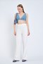 High Waist and Front Grass Women's Trousers - Loose Fabric with Side Zipper - 4