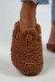 Suzen Women's Textile Furry Genuine Leather Belted Buckle Tan Slippers - 5