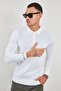 Buttoned Polo Collar Basic Knitwear Ecru - 2