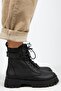 Adel Women's Genuine Leather Laced Black-Black Boots with Internal Zipper