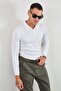 Buttoned Polo Collar Basic Knitwear Ecru