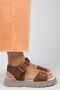 Vena Women's Genuine Leather Buckle Tan Sandals