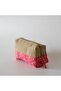 -Dark Pink Leaf Patterned 100% Cotton Makeup Bag