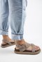 Azelya Women's Genuine Leather Buckled Scarf Sandals Taupe - 6