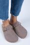 Zeta Women's Genuine Leather Belted Buckle Mink - Gold Slippers