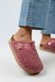 Juno Women's Textile Furry Genuine Leather Belted Buckle Lilac Slippers - 5
