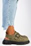 Rayne Women's Genuine Leather Buckled Belt Aqua Suede Sandals