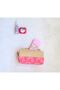 -Dark Pink Leaf Patterned 100% Cotton Makeup Bag - 2