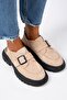 Rayne Women's Genuine Leather Beige Suede Sandals with Buckle Belt - 2