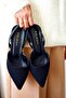Blush Black Tweed Pointed Toe Short Block Heeled Women's Shoes - 4