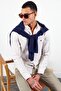 Stone Men's Embroidered Linen Effect Shirt |   Mes 116488 -01