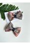 Orange and Beige Plaid Bow 2-Piece Clip Buckle - 3