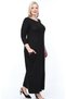 Women's Pockets Tassel Long Sleeve Viscose Soft Black Mother Dress - 3