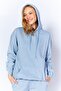 Distressed/Faded Effect Regular/Normal Fit Hooded Knit Sweatshirt with Kangaroo Pocket | Blue-8851 - 6