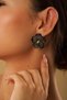 Polymer Clay Handmade Black Striped Flower Violet Women's Earrings - 5