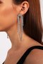 Women's Waterway Fringed Dangle Zircon Stone Silver Model Evening Dress Wedding Henna Promise Bridal Prom Party Earrings - 5