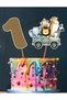 Safari Jungle Themed Set of 3 One 1 Year Old Birthday Decoration Banner + Cake Decoration + Cupcake Decoration - 2