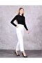 Women's White Striped Classic Pants - 2