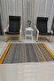 Cotton Rug 3004 Yellow Black Geometric Patterned Decorative Woven Base Rug - 2