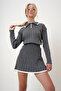 Anthracite Polo Collar Buttoned Knitwear Sweater and Skirt Two-Piece Set Alc-X12750 - 2