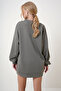 Women's Khaki V-Neck Oversize Sweatshirt with Snap Detail Alc-X12783 - 6
