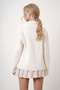 Cream Pearl Buttoned Woven Knitwear Jacket with Stitching Detail Alc-X12764 - 6