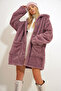 Women's Dusty Rose Double Pocket Front Button Oversize Plush Jacket Alc-X11149 - 3