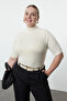 Ecru Stand Collar Premium Soft Quality Knitwear Blouse Tbbaw25Af00003