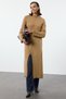 Camel Soft Textured Stand Collar Knitwear Tunic Dress Tctaw25Eb00056 - 2