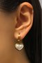 Anti-Allergic Heart Detailed Mother of Pearl Women's Earrings - Non-Tarnish - 3