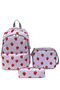 Girl's Primary School Bag Strawberry Patterned Backpack Feeding and Pen Holder Set of 3