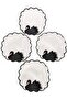 6 Pieces Linen Fabric Embroidered Sequin Embroidered Coffee Side Cocktail Presentation Napkin & Coasters - 5