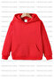 سويت شيرت مدرسي للأطفال بغطاء للرأس مكون من قطعتين من الصوف غير المطبوع للجنسين باللون الأحمر والأزرق الداكن - 2