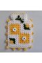 Hand Knitted Dowry Floral Yellow Square Long Pouch 3-Piece Bathroom Washcloth Set - 7