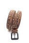 Genuine Leather Antique Tan Told Effect Oak Pattern Belt (Black Buckle) - 4