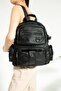 Multi-Compartment Washed Leather Backpack - 2