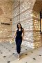 Women's 3 Piece Jacket Vest Skirt Set Navy Blue Imported Fabric European Pattern - 2