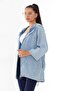 Women's Blue Floral Embroidered Thin Hooded Loose Long Back Jacket - 4