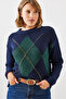 Women's Navy Blue Argyle Sweater 20246195