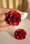 Polymer Clay Flower Earrings Handmade Red Rose Earrings Ultra Light Special Design, Engagement Accessory, Gift - 6