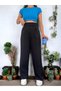 Women's High Waist Lycra Stretchy Velcro Closure Pleated Casual Fit Palazzo Pants