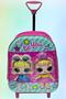 Luxury 5d embossed pull-along wheeled backpack and school bag with kindergarten, nursery, and children's themes.