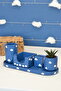 Navy Blue Cloudy Six Piece Office Set |   Pen Holder Flower Pot Plant Notepad Holder Business Card Holder Oval Plate - 3